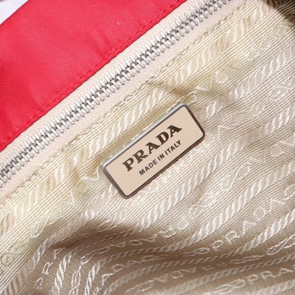 PRADA Tote Bag Nylon Red Silver Auth 138844 - Picture 13 of 16